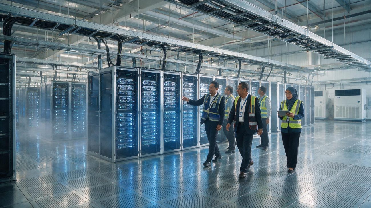 Enterprise IT team reviewing a data centre in Malaysia during a site walkthrough